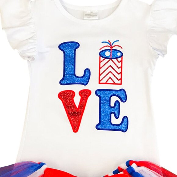 Toddler Girls Unicorn American 4th of July Fireworks Outfit Clothing Set 2PCS - Picture 2 of 5
